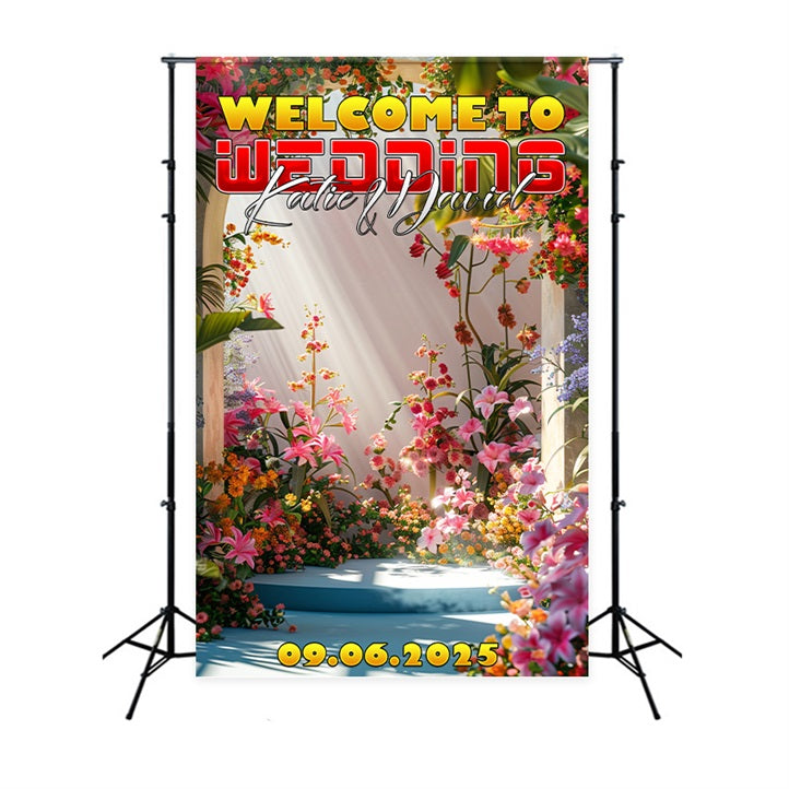 Personalisierte Hochzeit Backdrop Floral Archway Celebration Backdrop BRP1-433