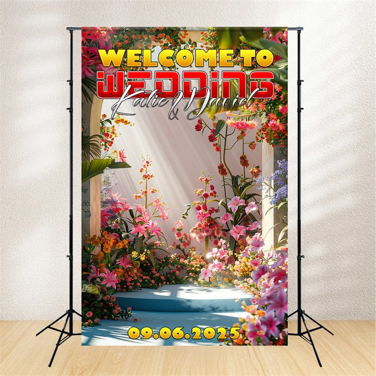 Personalisierte Hochzeit Backdrop Floral Archway Celebration Backdrop BRP1-433