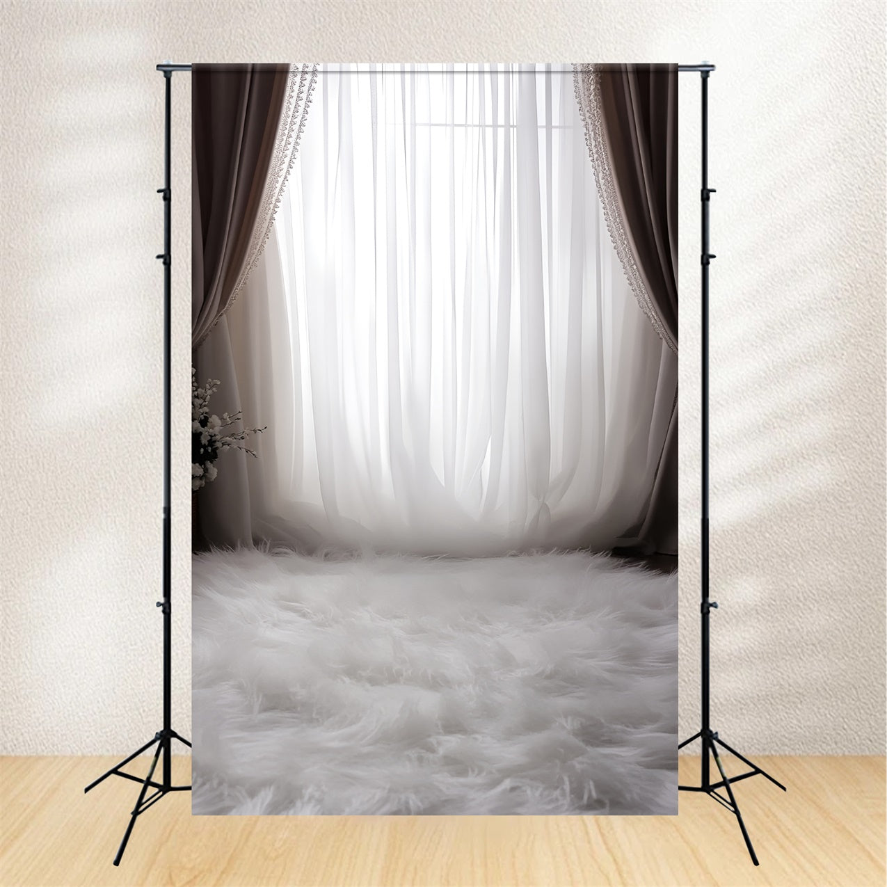 Boudoir Hintergrund Vintage Eleganz Vorhang Pelz Hintergrund BRP1-468
