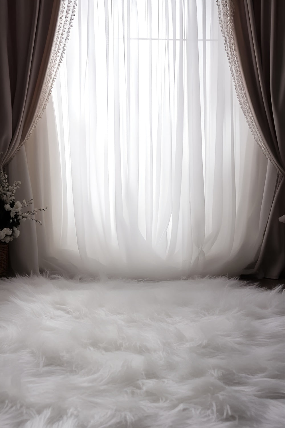Boudoir Hintergrund Vintage Eleganz Vorhang Pelz Hintergrund BRP1-468