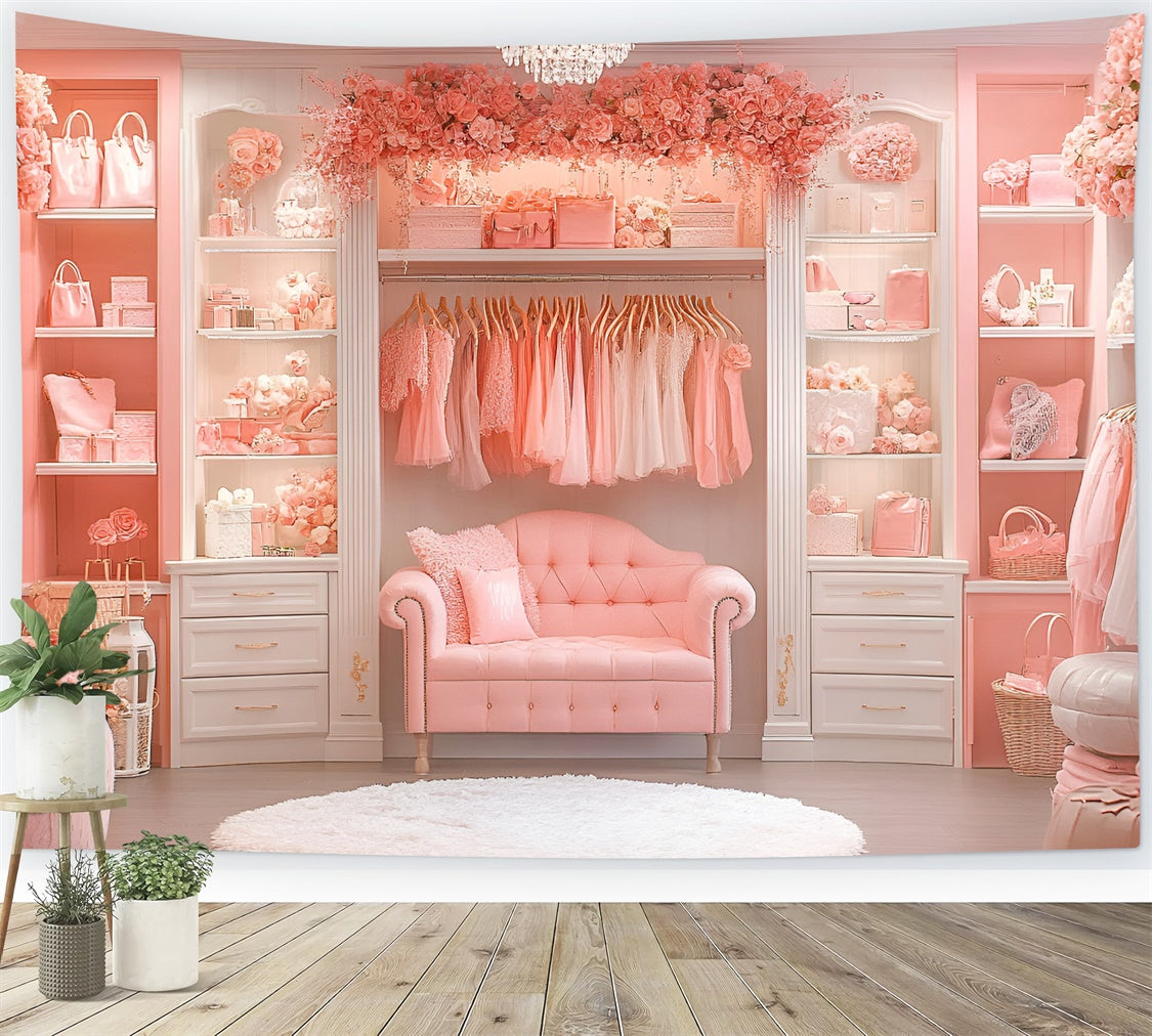 Boudoir Backdrop Ideen Rosa Schrank Blumen Display Hintergrund BRP1-469