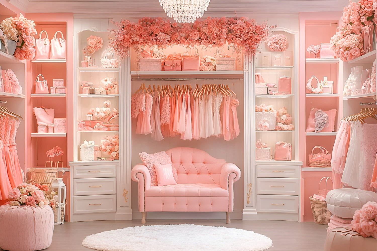 Boudoir Backdrop Ideen Rosa Schrank Blumen Display Hintergrund BRP1-469