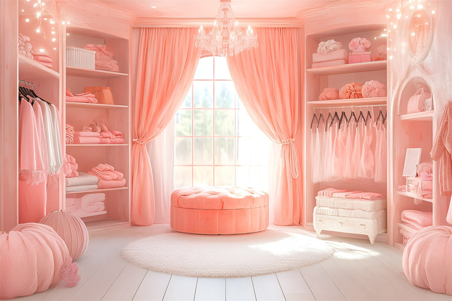 Boudoir Fotohintergrund Elegant Rosa Fenster Zimmer Hintergrund BRP1-470
