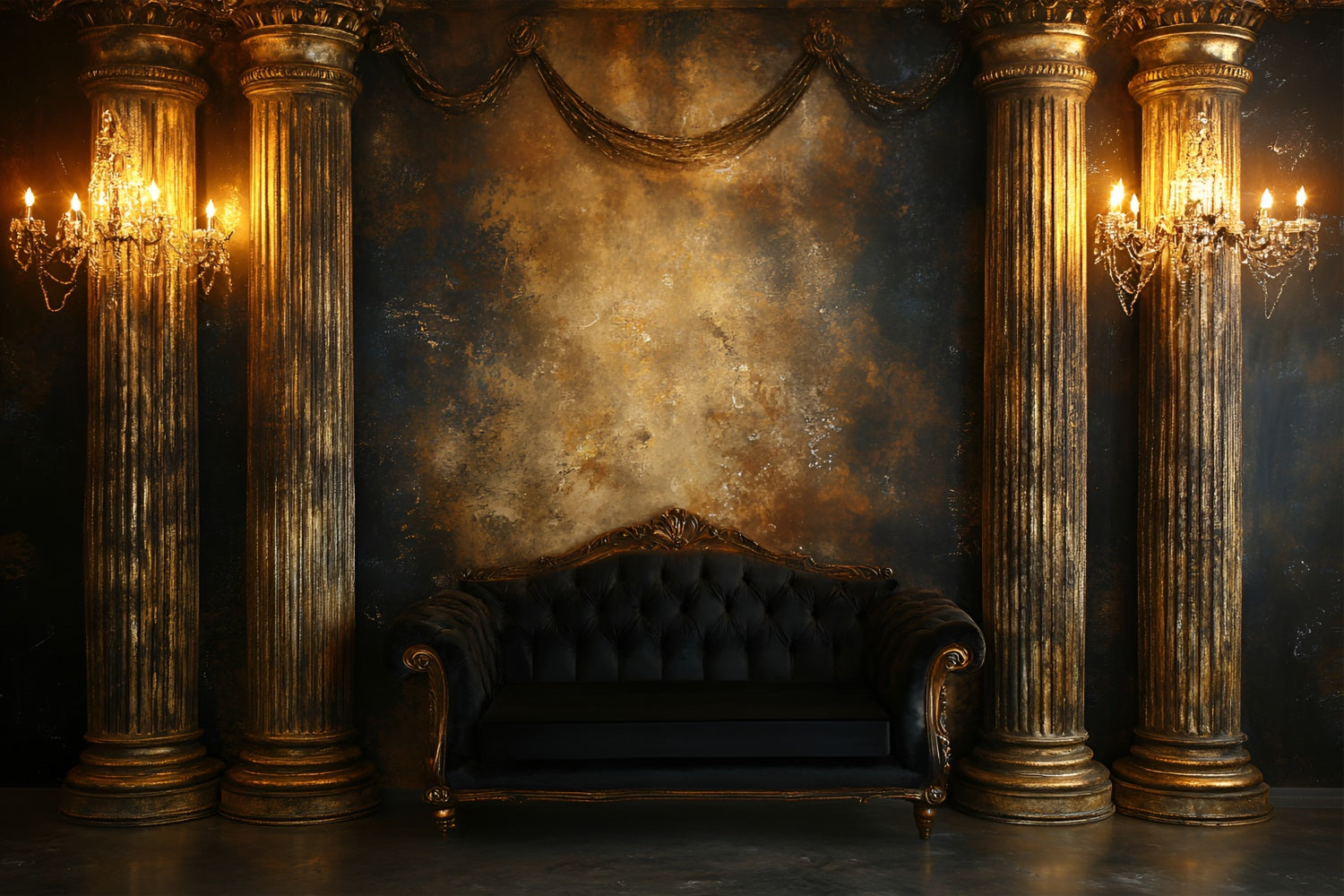 Boudoir Backdrop Vintage Gold Säule Zimmer Hintergrund BRP1-473