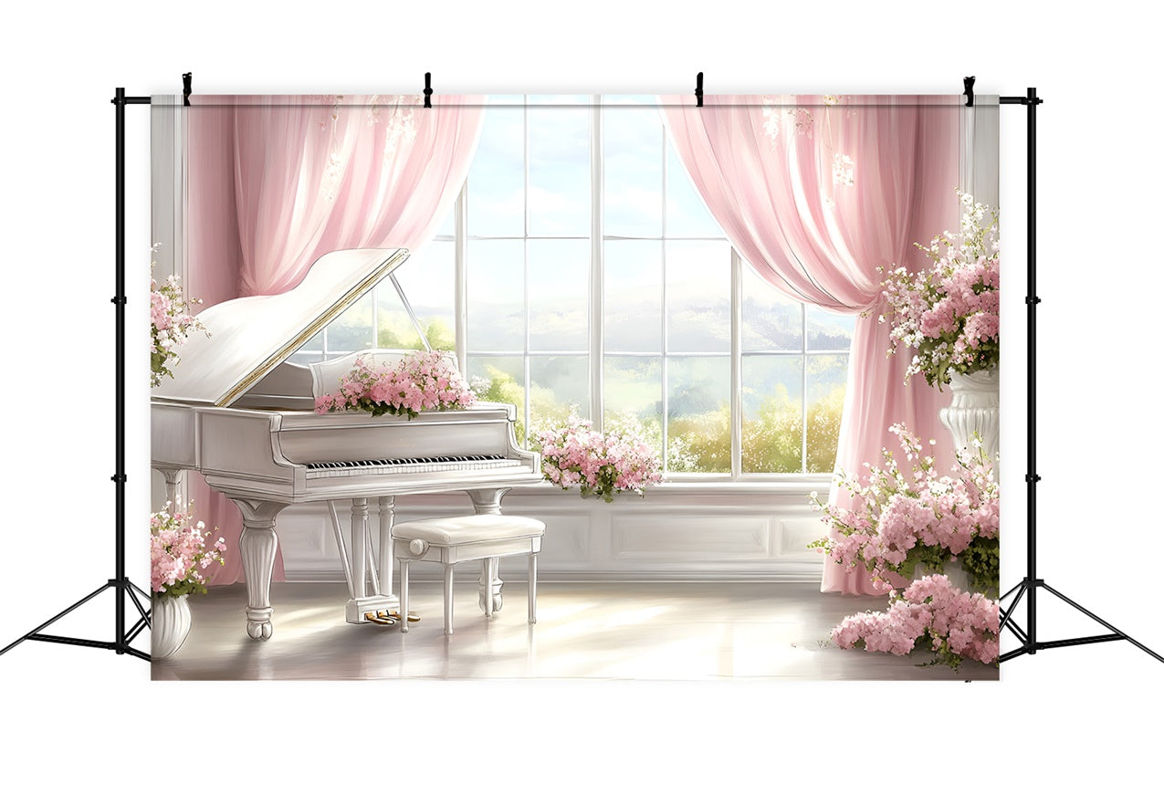 Boudoir-Fotokulissen Klavier Floral Fenster Szene Hintergrund BRP1-475