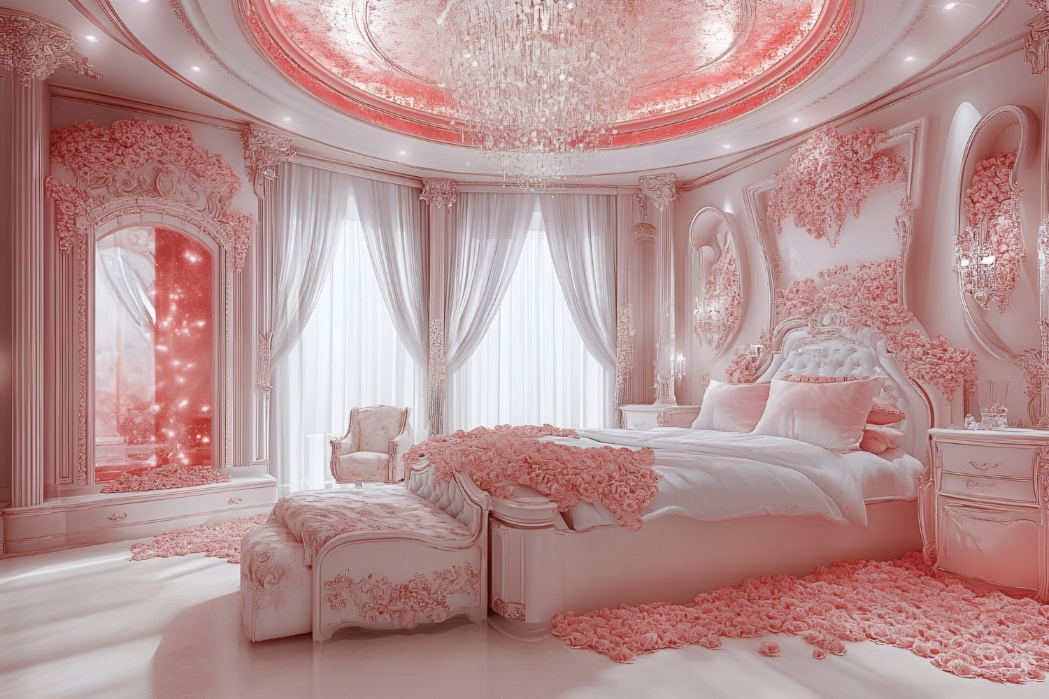 Boudoir Fotografie Backdrops Rosa Kristall Beleuchtung Schlafzimmer Hintergrund BRP1-477