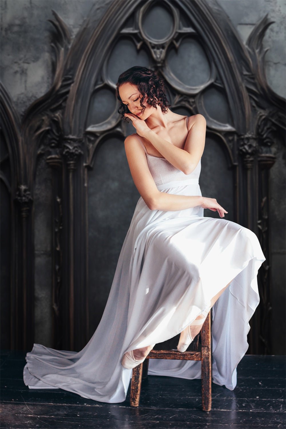 Backdrops für Boudoir Viktorianisch Gotisch Dreifach Fenster Backdrop BRP1-485