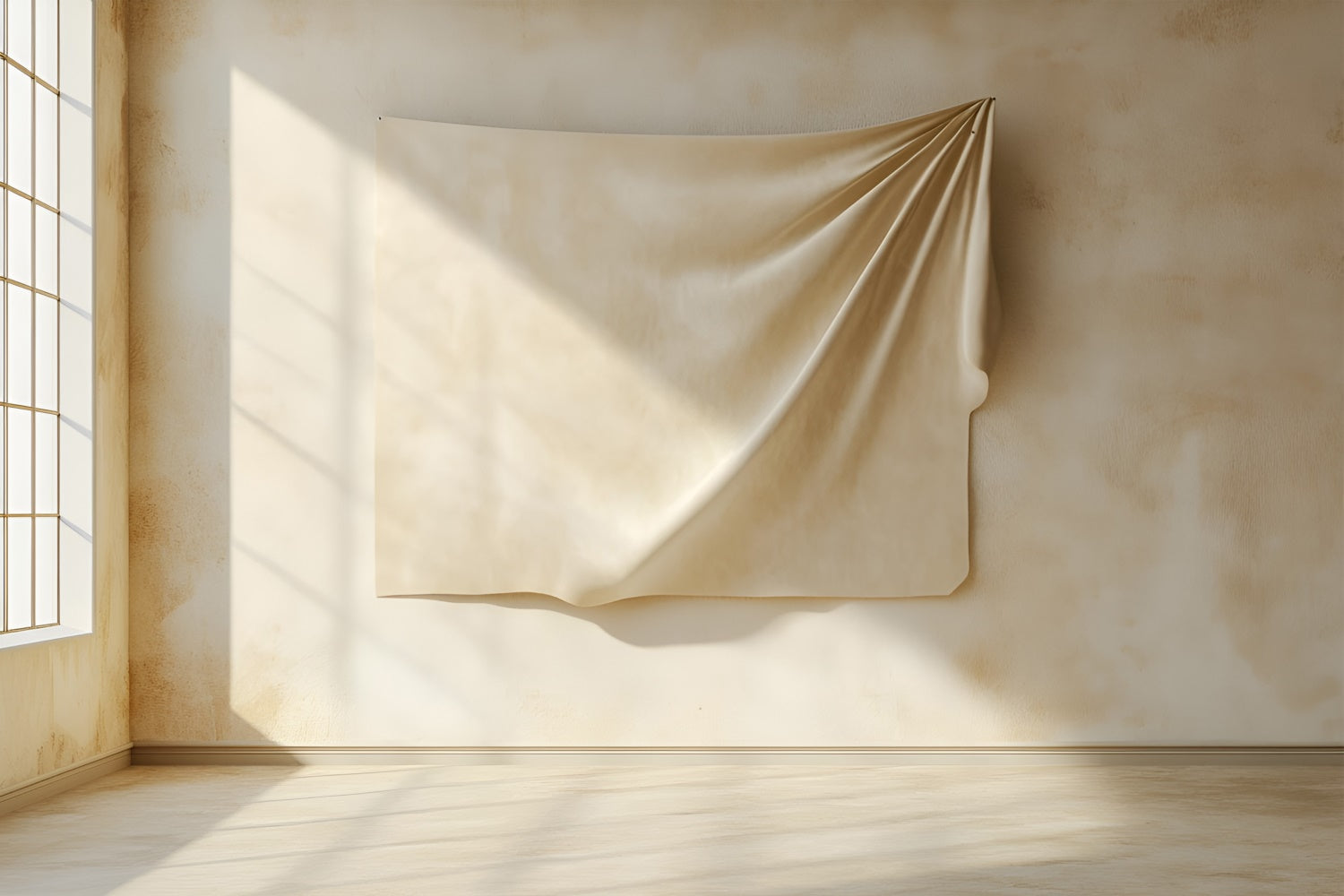 Boudoir Fotografie Kulissen Künstlerisch Drapiert Beige Minimalistisch Kulisse BRP1-490