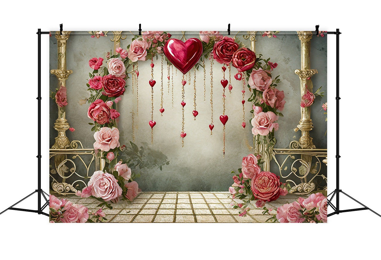 Valentine Backdrops Romantische Rosen Hängende Herzen Backdrop BRP1-91