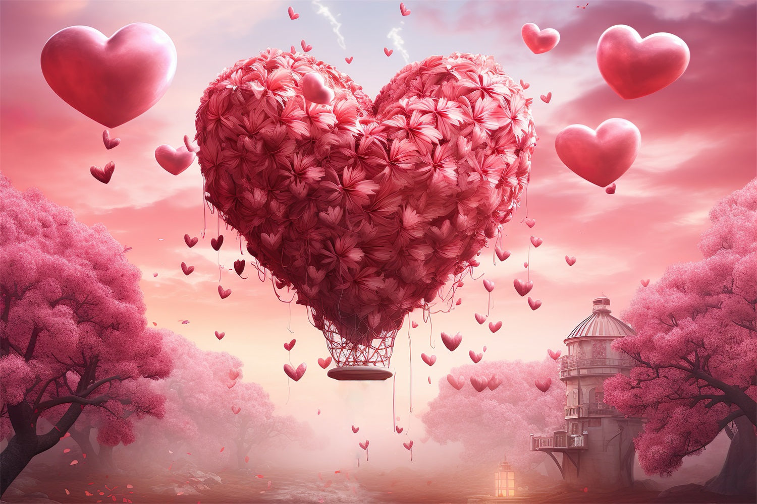 Valentine Backdrops Fotografie verträumt Herz Ballon Himmel Hintergrund BRP1-92