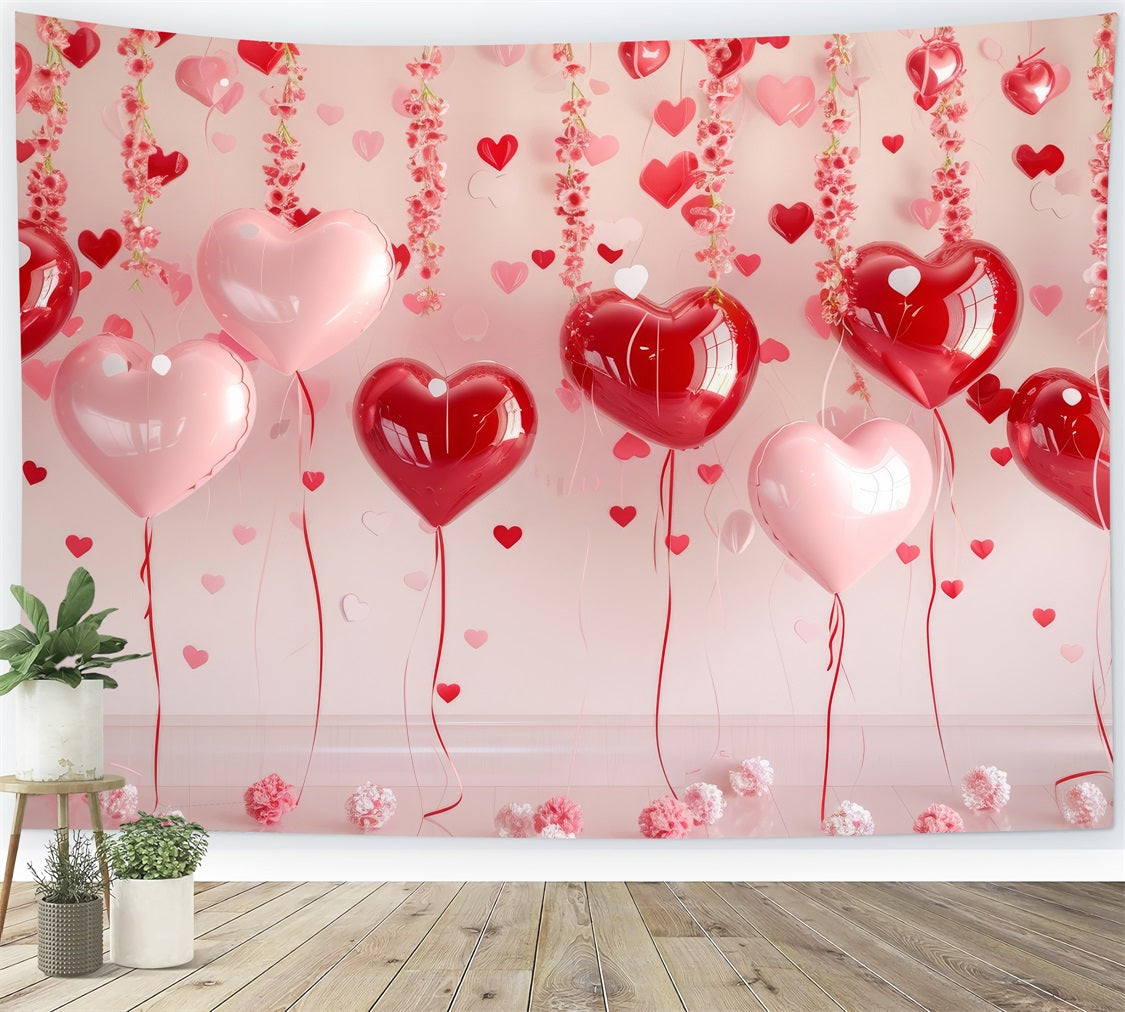 Valentinstag Thema Backdrop Hanging Floral Heart Balloons Backdrop BRP1-93