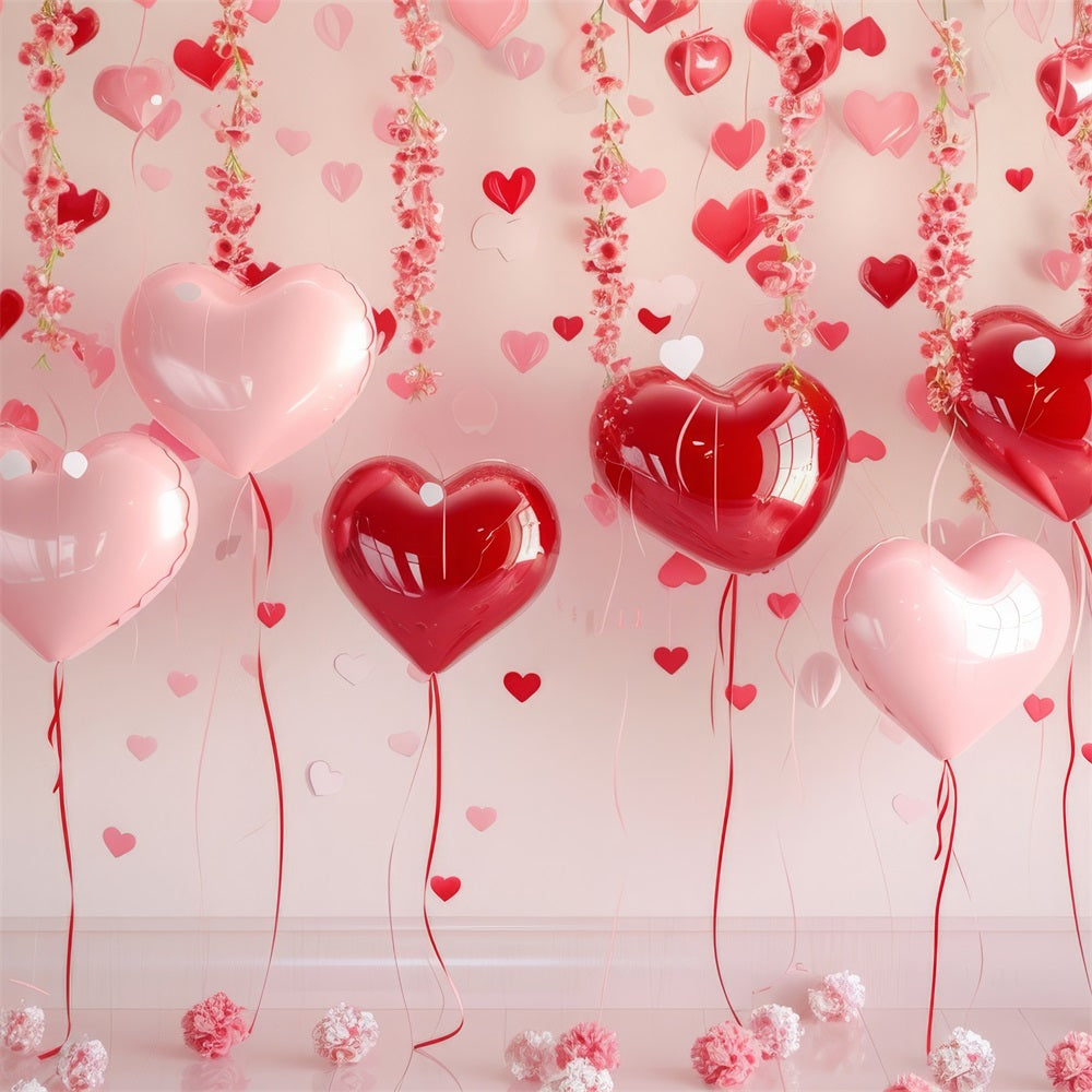 Valentinstag Thema Backdrop Hanging Floral Heart Balloons Backdrop BRP1-93