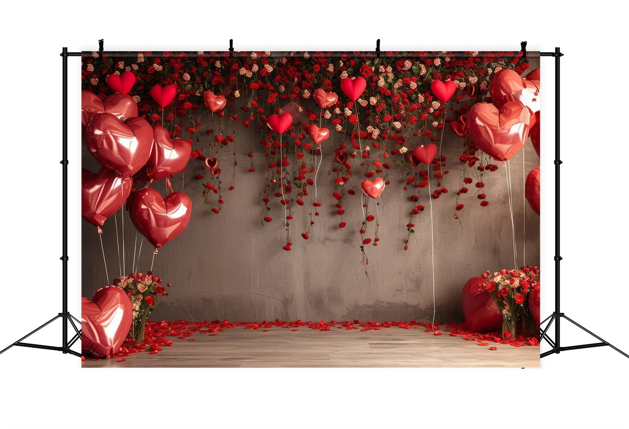 Valentine Backdrop Ideen Rotes Herz Ballons Rosen Backdrop BRP1-94