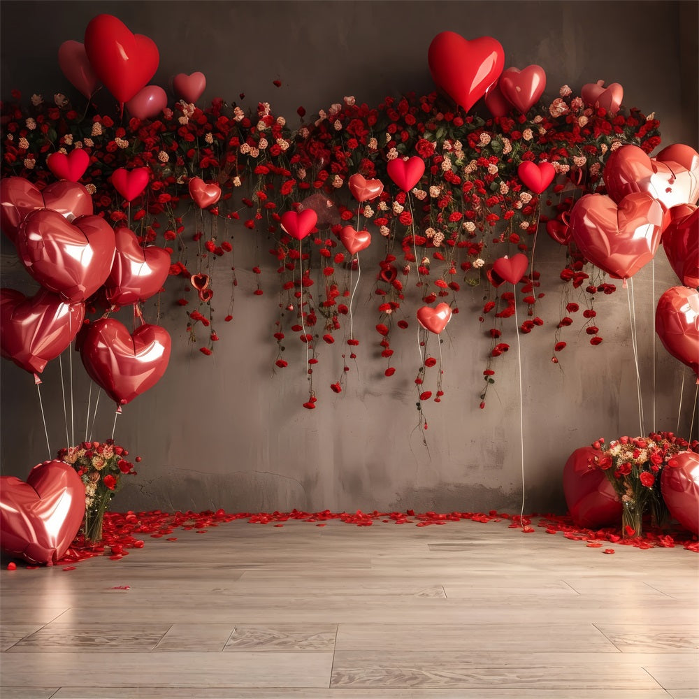 Valentine Backdrop Ideen Rotes Herz Ballons Rosen Backdrop BRP1-94