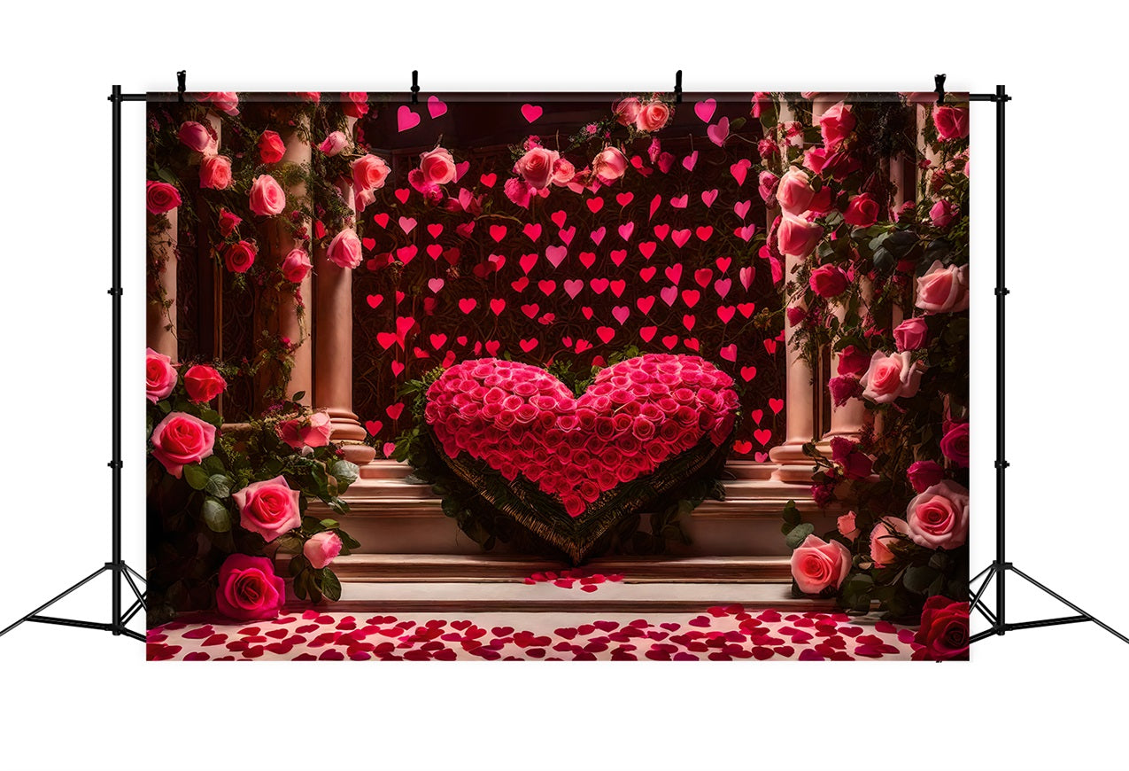 Valentinstag Backdrop Herz Girlande Rosen Elegant Backdrop BRP1-95