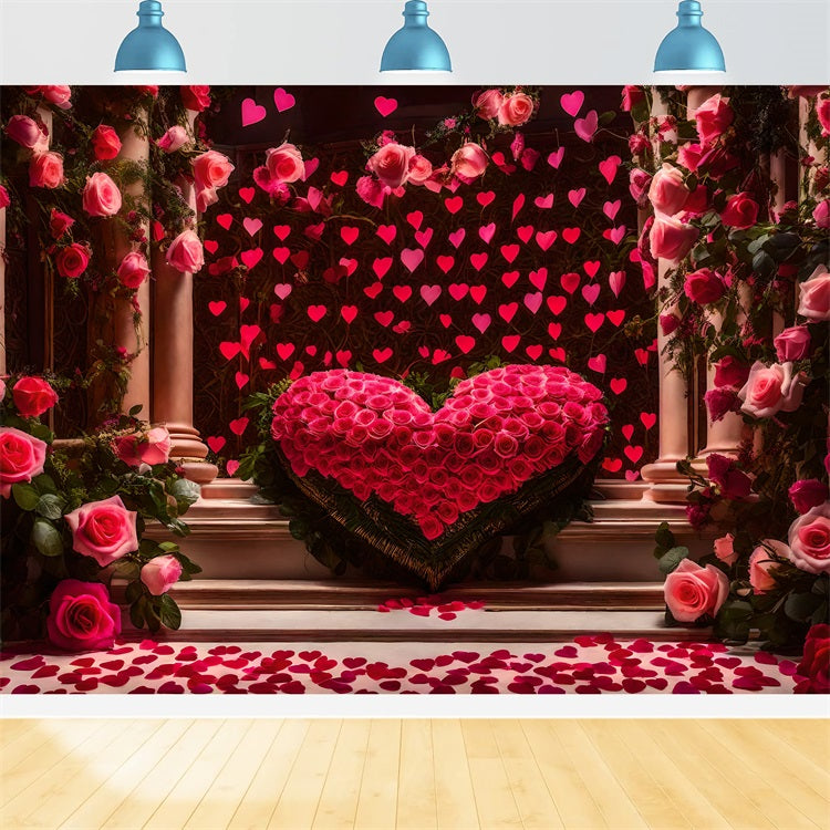 Valentinstag Backdrop Herz Girlande Rosen Elegant Backdrop BRP1-95