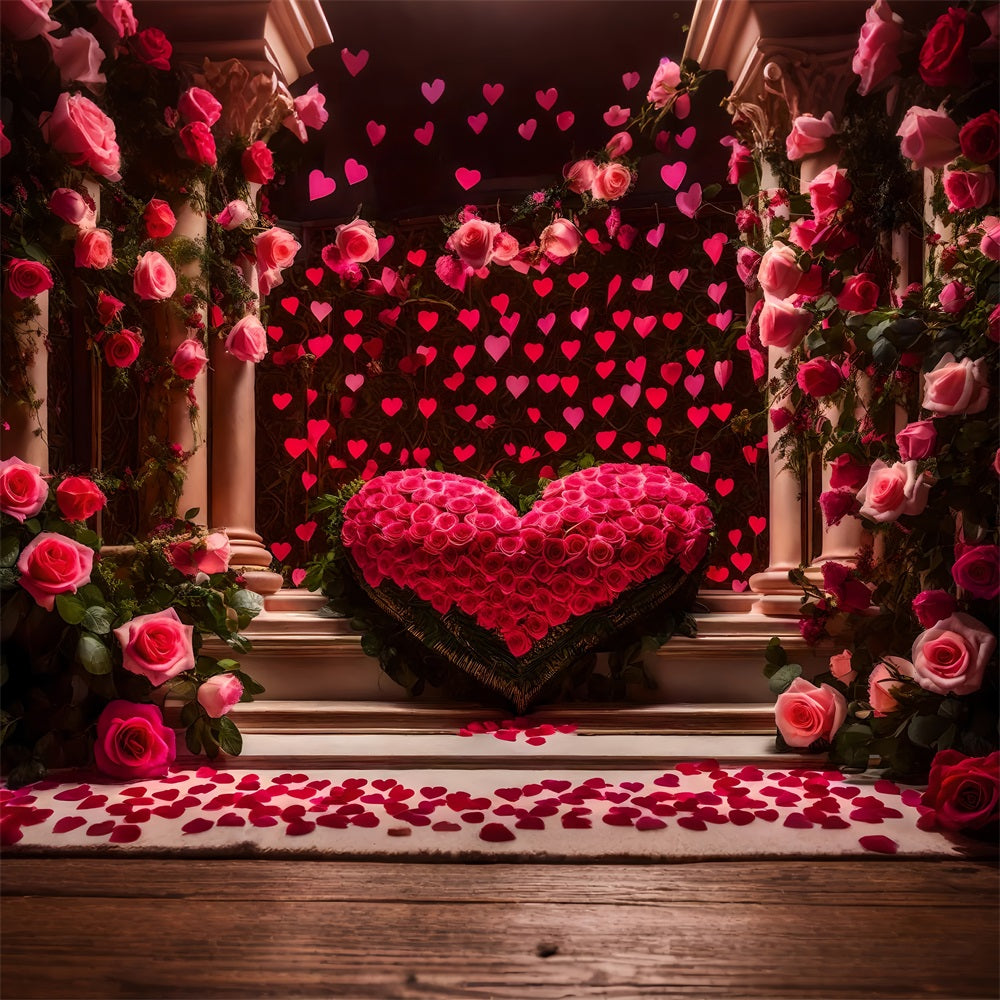 Valentinstag Backdrop Herz Girlande Rosen Elegant Backdrop BRP1-95
