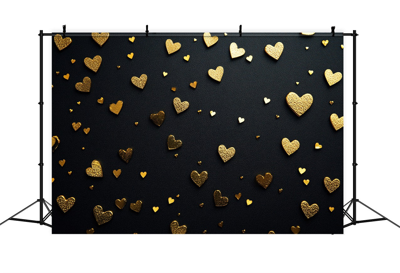Valentinstag Backdrop Goldene Herzen Elegant Schwarz Backdrop BRP1-96