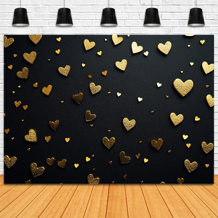 Valentinstag Backdrop Goldene Herzen Elegant Schwarz Backdrop BRP1-96