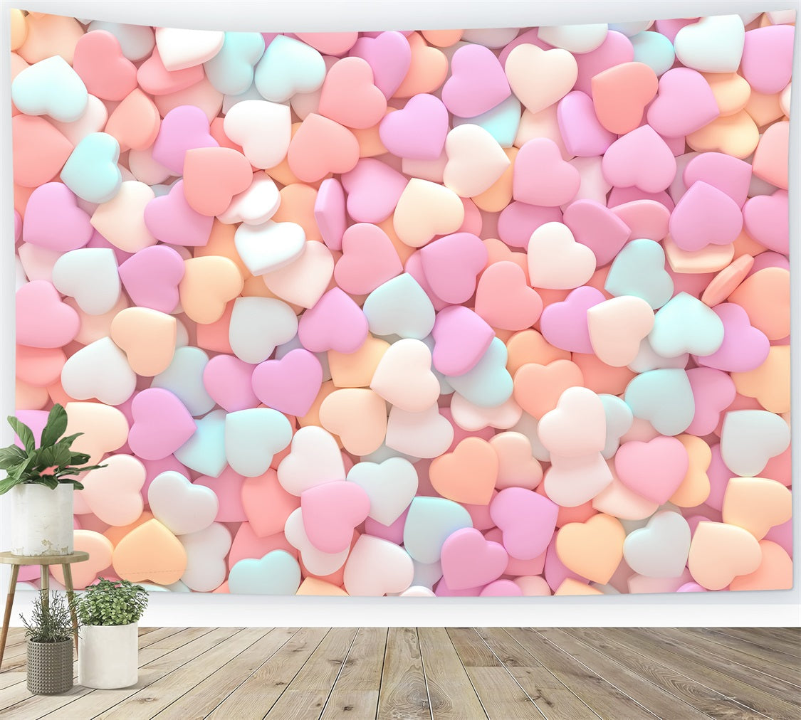 Valentinstag Backdrop Buntes Pastell Herz Festliche Kulisse BRP1-97