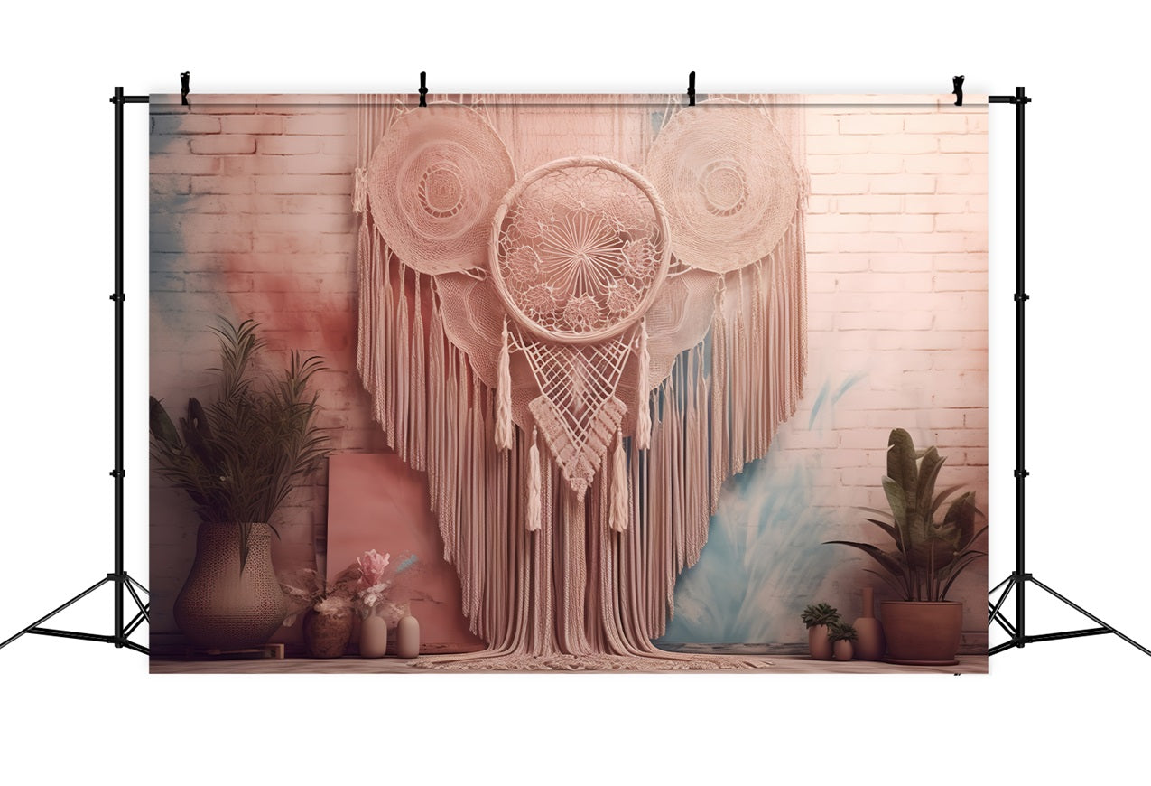 Handgemachte Makramee gewebte Spitze Boho Hintergrund BRP10-102