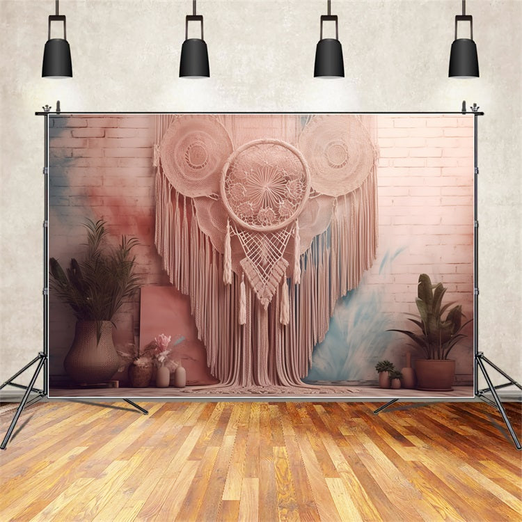 Handgemachte Makramee gewebte Spitze Boho Hintergrund BRP10-102