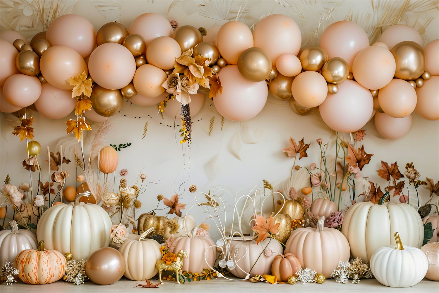 Elegante Ballons Kürbis Ernte Boho Hintergrund BRP10-106