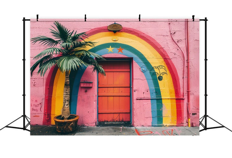 Regenbogen Wand Tropische Palmen Wandbild Boho Hintergrund BRP10-111
