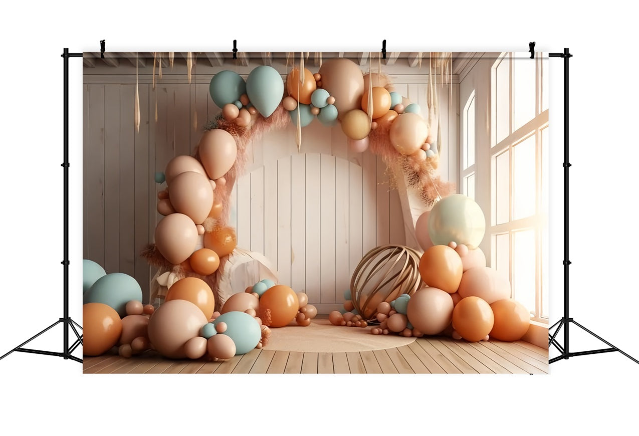 Gemütlicher Boho Ballonbogen Warme Töne Hintergrund BRP10-113
