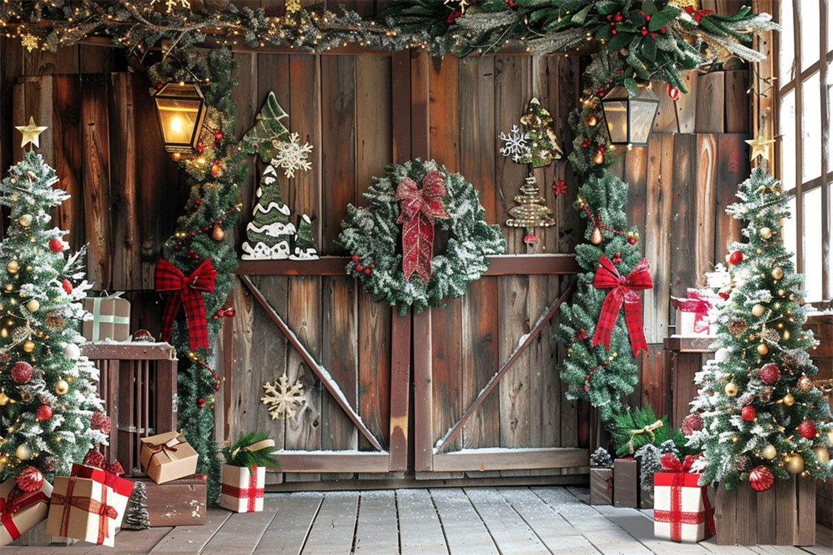 Fotokulisse Weihnachten Rustikale Ecke Geschenke Jubel Kulisse BRP10-145