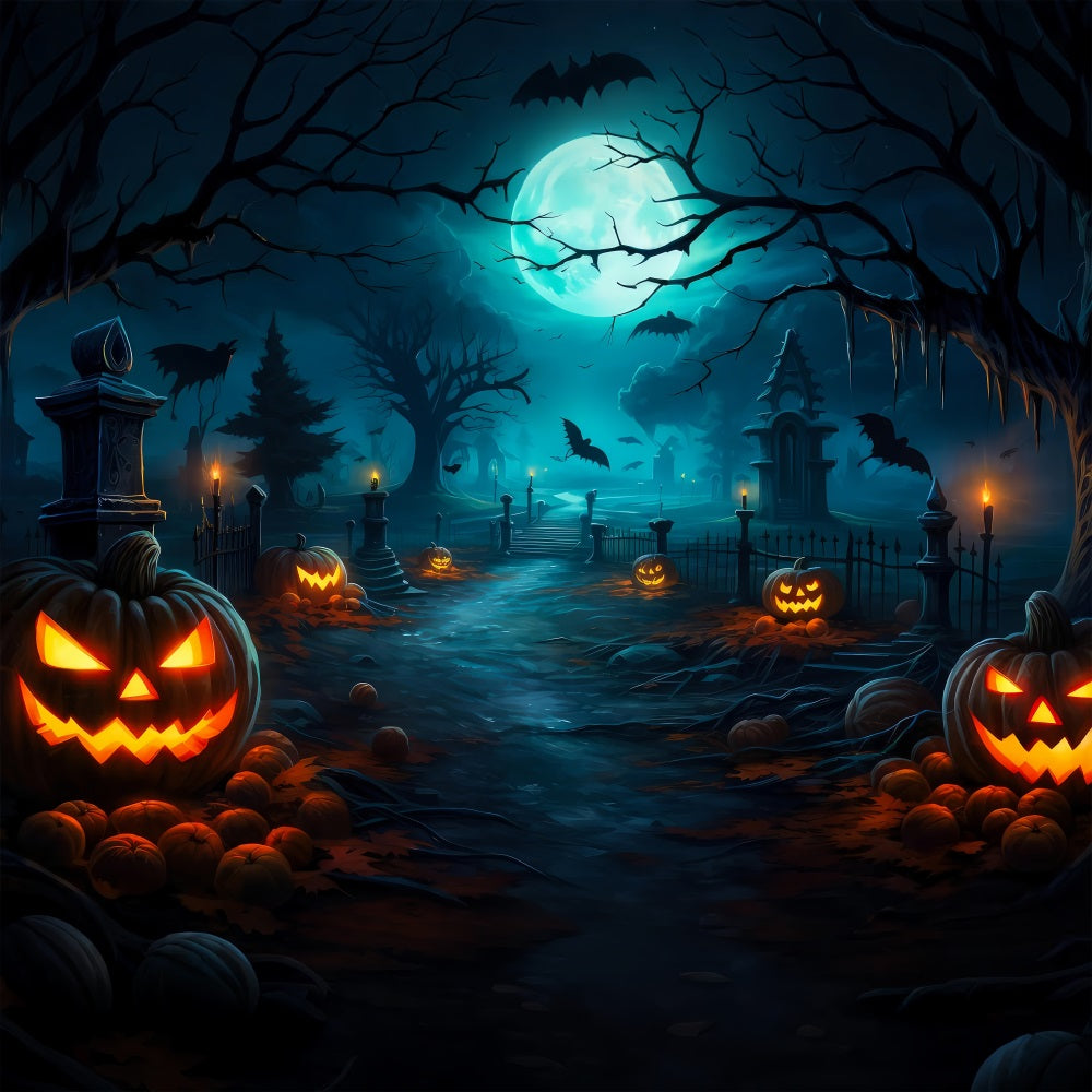 Halloween Hintergrund Ideen Gespenstischer Friedhof Pfad Mond Hintergrund BRP10-164