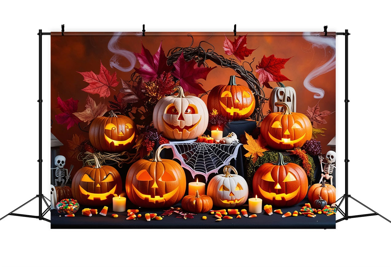 Halloween Fotohintergründe Gespenstische Kürbis Versammlung Hintergrund BRP10-168