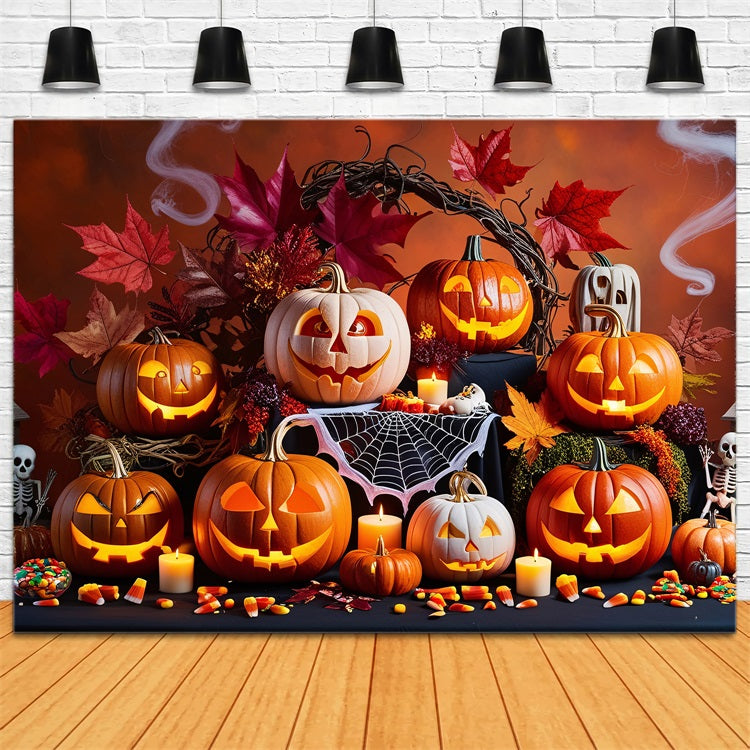 Halloween Fotohintergründe Gespenstische Kürbis Versammlung Hintergrund BRP10-168