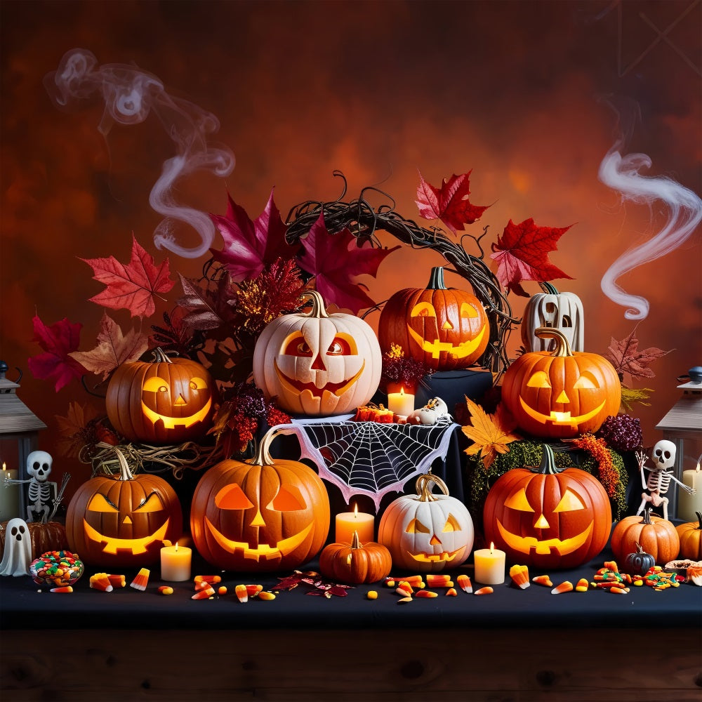 Halloween Fotohintergründe Gespenstische Kürbis Versammlung Hintergrund BRP10-168