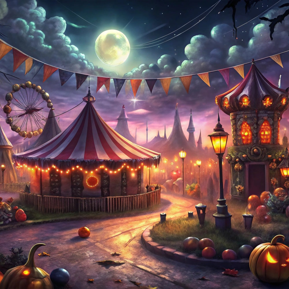 Halloween Wandhintergrund Spooky Halloween Karneval Vollmond Hintergrund BRP10-172