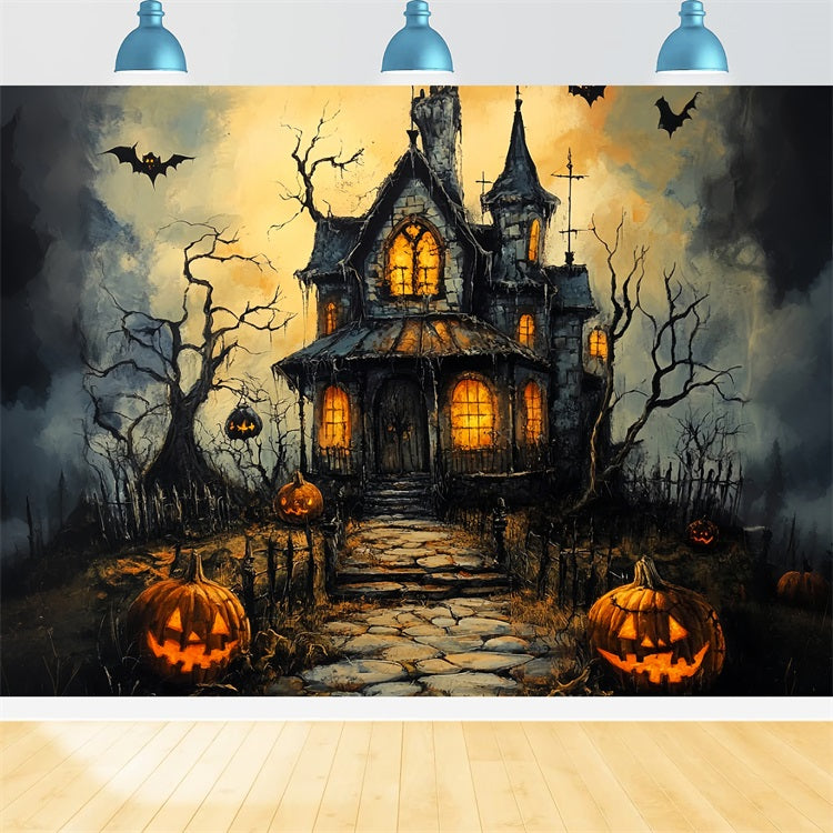 Halloween Hintergrund Ideen Haunted House Gruselige Kürbisse Hintergrund UK BRP10-181