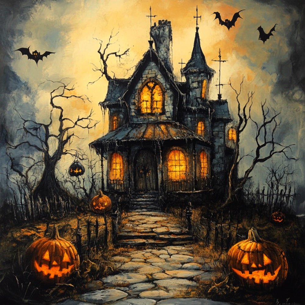 Halloween Hintergrund Ideen Haunted House Gruselige Kürbisse Hintergrund UK BRP10-181