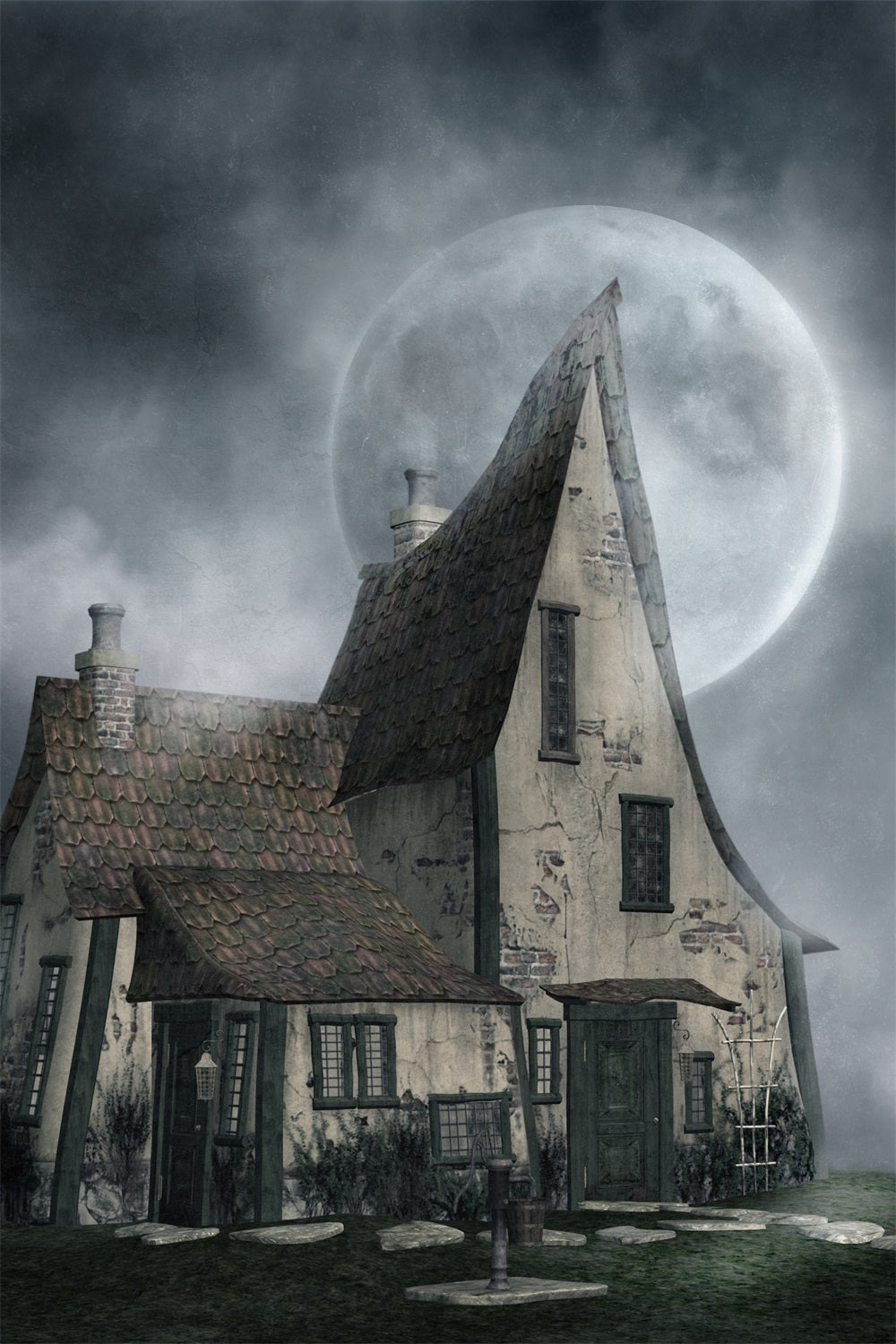 Kulisse für Halloween Spukhaus Nebliges Mondlicht Kulisse BRP10-221