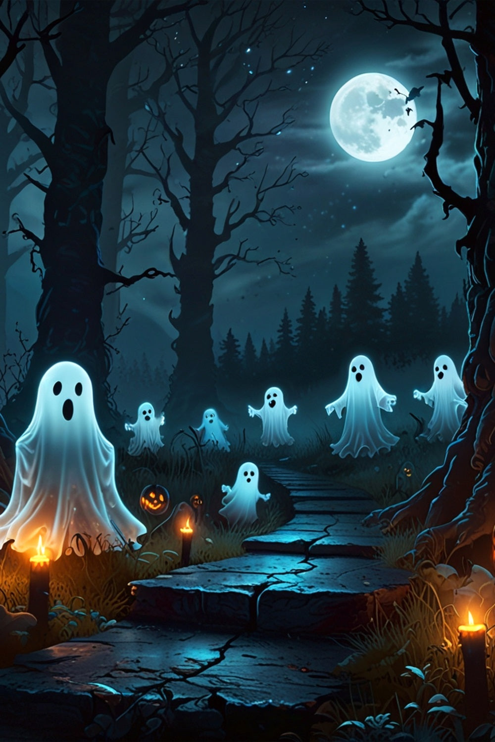 Fotografie Halloween Hintergrund Spuk Geister Dunkler Wald Hintergrund BRP10-228