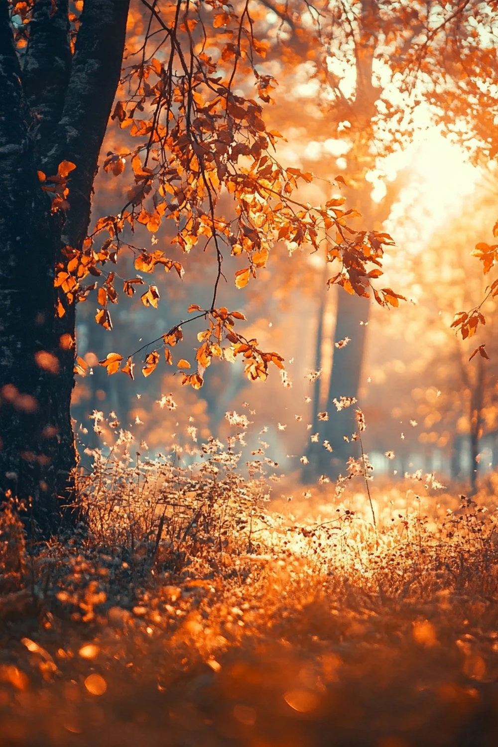 Herbst Saison Hintergrund Sonnenstrahlen Bäume Fotohintergrund BRP10-265