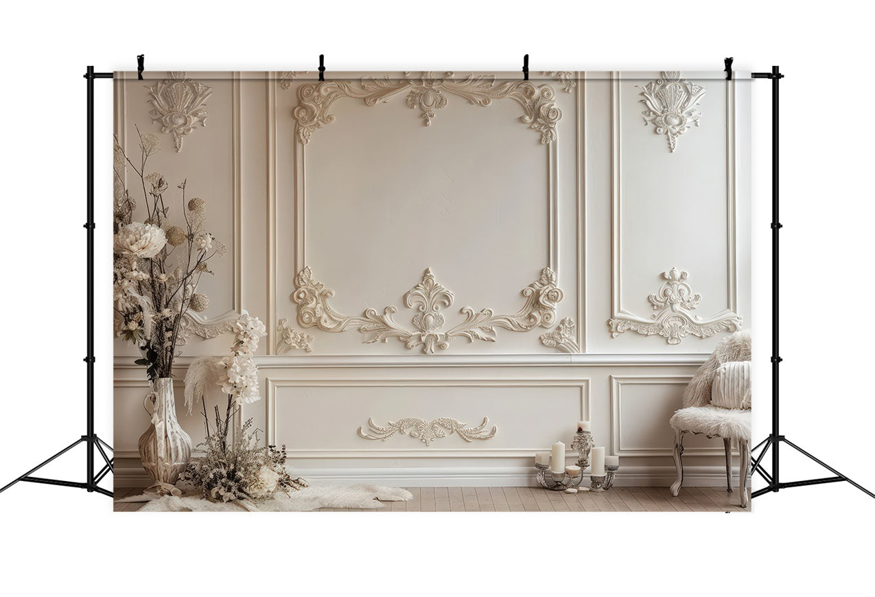 Retro Fotokulisse Vintage Weiß Floral Akzente Kulisse BRP10-271