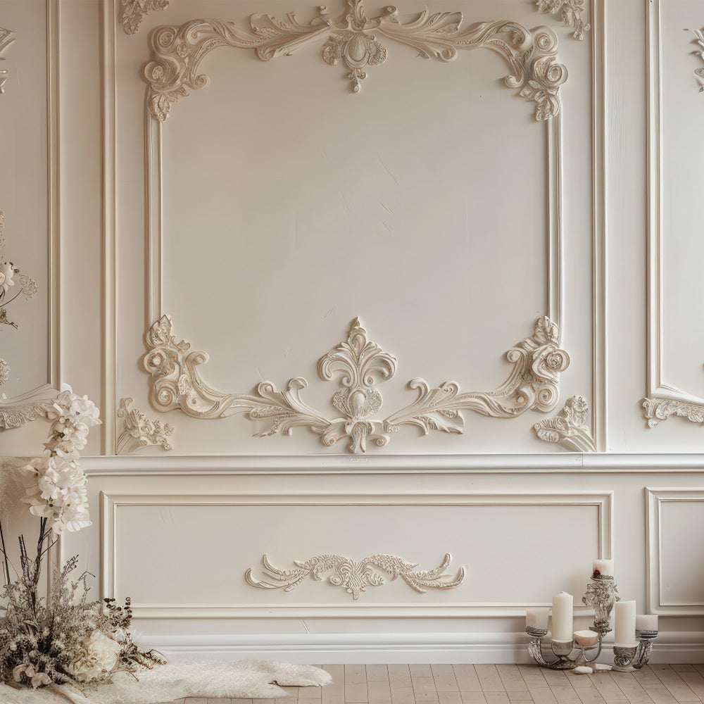 Retro Fotokulisse Vintage Weiß Floral Akzente Kulisse BRP10-271