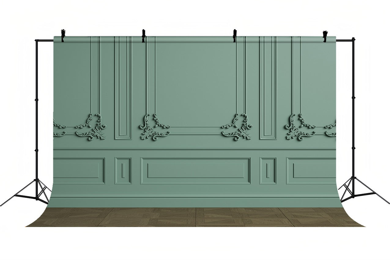 Retro Hintergrund Klassisch Grüne Wand Verziertes Design Hintergrund BRP10-272
