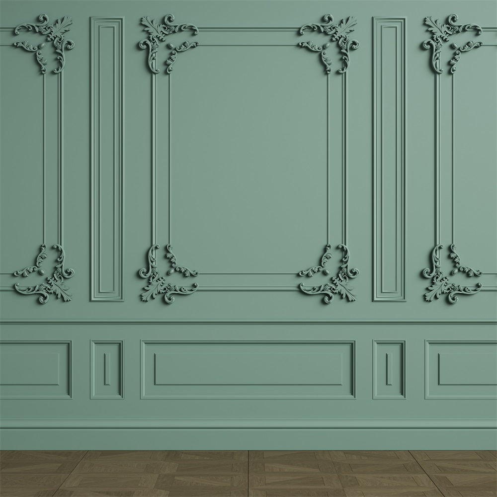 Retro Hintergrund Klassisch Grüne Wand Verziertes Design Hintergrund BRP10-272