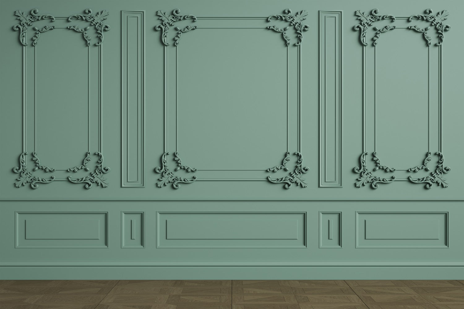 Retro Hintergrund Klassisch Grüne Wand Verziertes Design Hintergrund BRP10-272