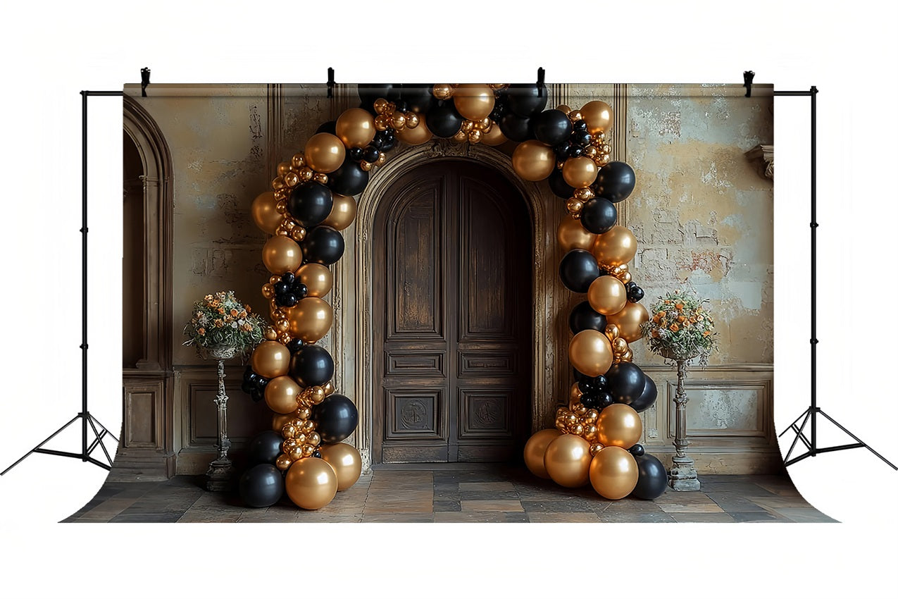 Arch Wall Hintergrund Schwarz Gold Ballon Display Hintergrund BRP10-287