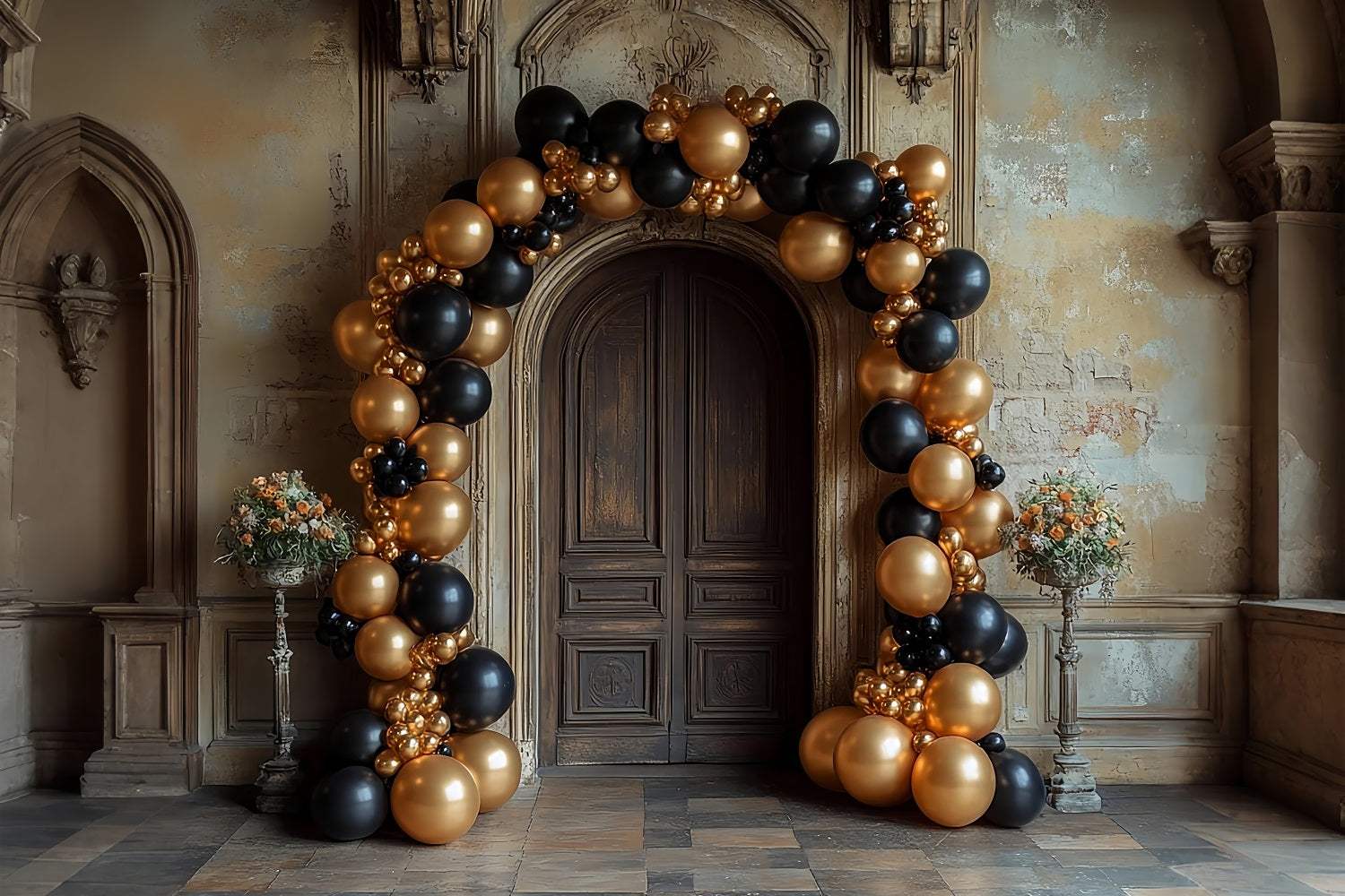 Arch Wall Hintergrund Schwarz Gold Ballon Display Hintergrund BRP10-287