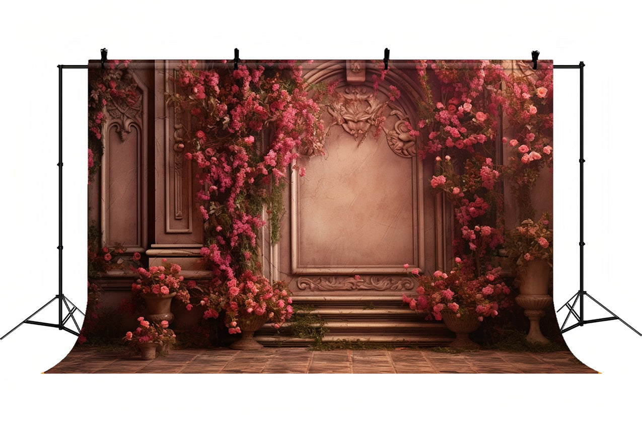 Retro Wand Foto Booth Hintergrund Rosa Blumen Hintergrund BRP10-292