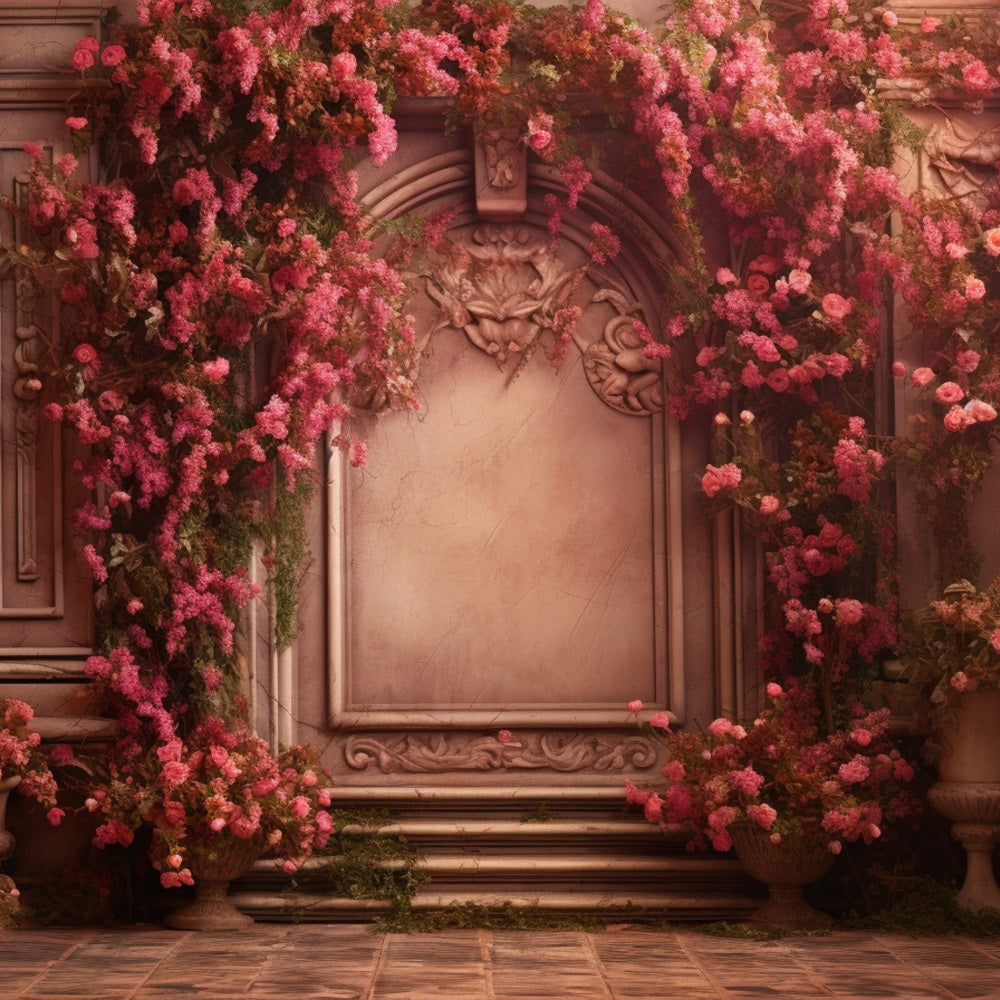 Retro Wand Foto Booth Hintergrund Rosa Blumen Hintergrund BRP10-292