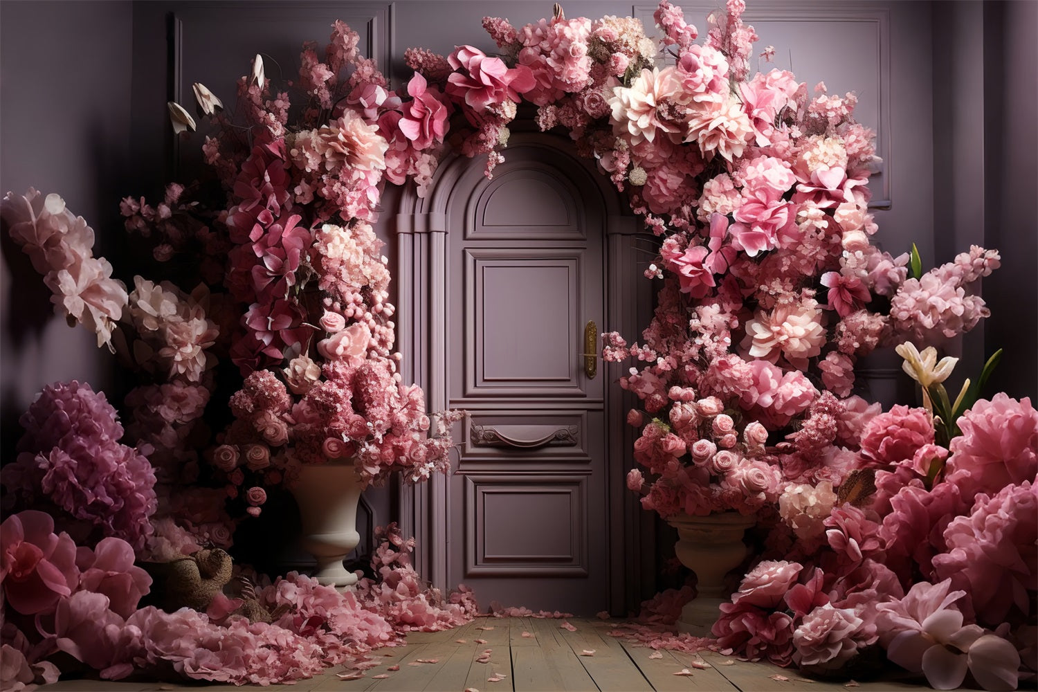 Bogen Rosa Wand Hintergrund Floral Elegantes Design Hintergrund BRP10-296